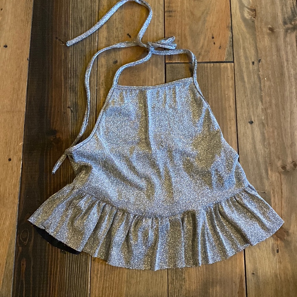 Sparkled crop top. Tie at top.